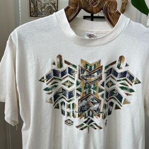 Vintage 90s 1995 Fruit of the Loom Southwestern Aztec Print Unisex L